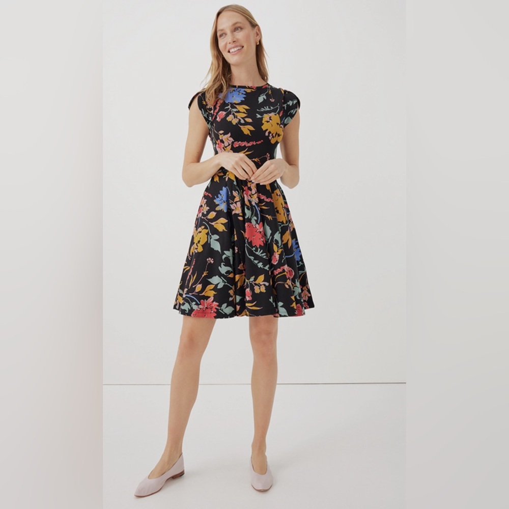 NWT pact Women's Nightfall Blooms Fit & Flare Petal Sleeve Dress XL